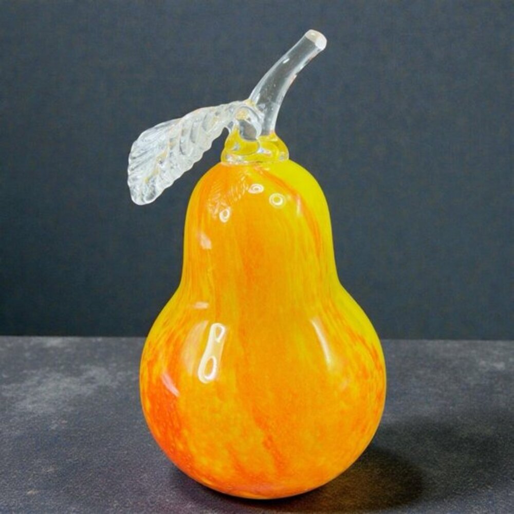 Venetian Art Glass Large Fruit Glass Figurine Paperweight Pear Fruit Glass Decor